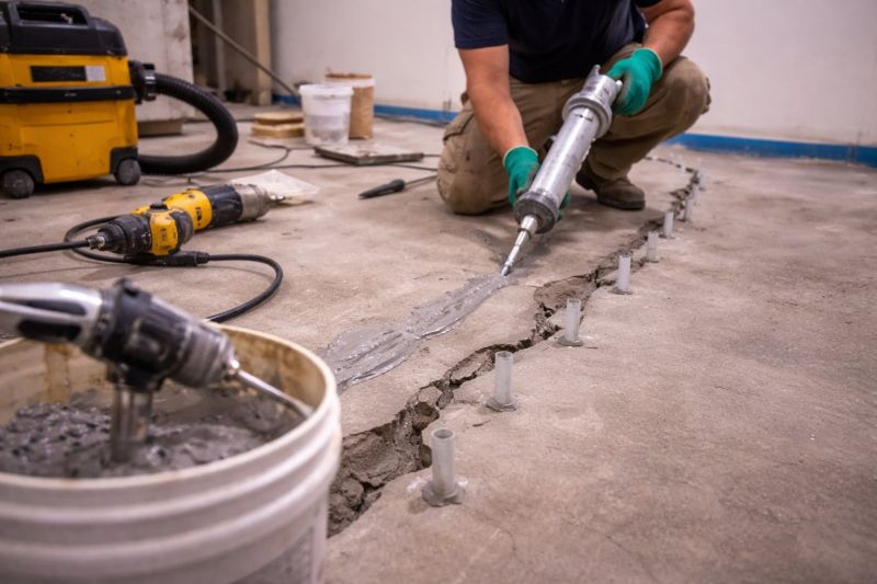 Cracked Basement Floor Repair in Calvert County, MD